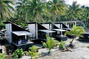 een huis aan het strand met palmbomen bij Surigao Dream Beach Resort in Tigbao