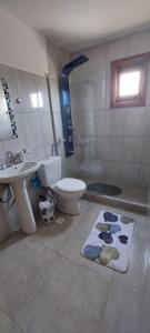 ein Bad mit einem WC und einem Waschbecken in der Unterkunft Cabañas Mailen'S in Puerto San Julian