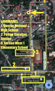 eine Karte einer Schule schließen in der Unterkunft Sleep, Eat, Relax with Serenity in Lucena