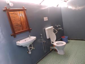 La salle de bains est pourvue de toilettes et d'un lavabo. dans l'établissement Divine Kingdom at Abba's Agonda, à Agonda