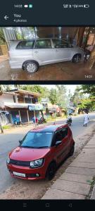 two pictures of a car parked on the street at Ocean Pearl in Kozhikode