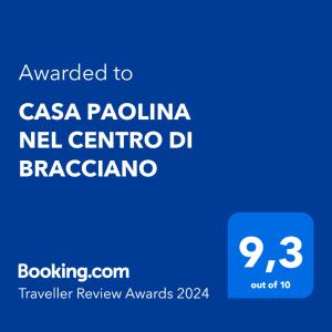Certifikát, ocenenie alebo iný dokument vystavený v ubytovaní CASA PAOLINA NEL CENTRO DI BRACCIANO