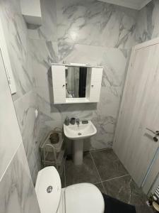 プトレマイスにあるVPG Central Luxury Apartmentのバスルーム(白いトイレ、シンク付)
