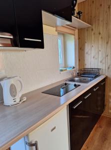 a kitchen with a sink and a counter top at Jūras sāga in Pāvilosta