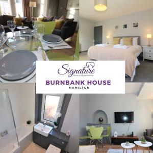 un collage de fotos de un dormitorio y una sala de estar en Signature - Burnbank House en Hamilton