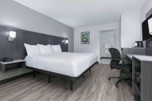 a hotel room with a large bed and a desk at La Quinta Inn by Wyndham Dallas Uptown in Dallas