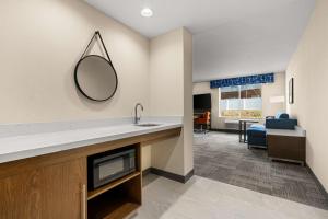 a bathroom with a sink and a mirror at Hampton Inn & Suites Bessemer Birmingham in Bessemer
