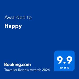 Certifikát, hodnocení, plakát nebo jiný dokument vystavený v ubytování Happy