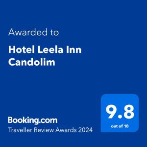 Un certificat, premiu, logo sau alt document afișat la Hotel Leela Inn Candolim