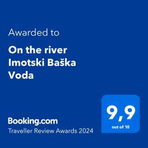 On the river Imotski Baška Voda tesisinde sergilenen bir sertifika, ödül, işaret veya başka bir belge