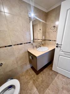 a bathroom with a sink and a toilet at Lumier Apartment 1- Moderno departamento en planta baja, cochera privada in El Challao