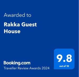 Rakka Guest House في Adentan: عرض لبيت ضيافة raika مع النص المقدم