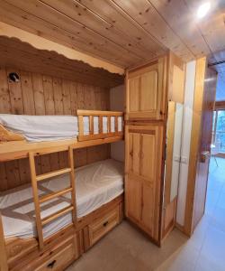 a bunk room with two bunk beds and a closet at Le 1954 La Rosière in Montvalezan