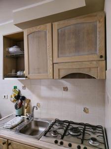 a kitchen with a sink and a stove top oven at ANTICA NEVIERA HOUSE in Castel di Sangro