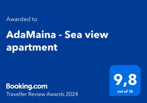 Certificato, attestato, insegna o altro documento esposto da Adamaina - Sea view apartment with private garage