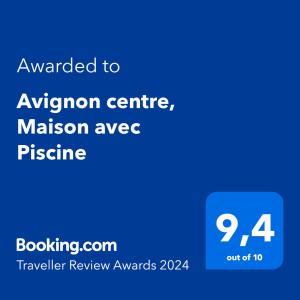 Captura de pantalla de un teléfono con el texto concedido a la misión del centro de Alexon en Avignon centre, Maison avec Piscine en Aviñón