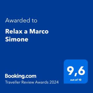 une capture d'écran d'un téléphone avec le texte attribué pour assouplir un nom de marco dans l'établissement Relax a Marco Simone -Casa Domitilla -, à Marco Simone