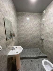 Hotel Lumi في زوغديدي: حمام مع حوض ومرحاض
