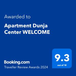 Certifikát, ocenenie alebo iný dokument vystavený v ubytovaní Apartment Dunja Center WELCOME