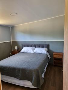 a bedroom with a large bed and two night stands at Cabaña en carretera 5 sur y granja de animales in La Paz