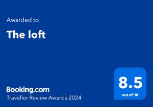 Certifikát, hodnocení, plakát nebo jiný dokument vystavený v ubytování The loft