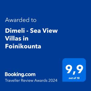 Certifikát, ocenenie alebo iný dokument vystavený v ubytovaní Dimeli - Sea View Villas in Foinikounta