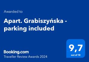 Certyfikat, podpis lub inny dokument wystawiony w obiekcie Apart. Grabiszyńska - parking included