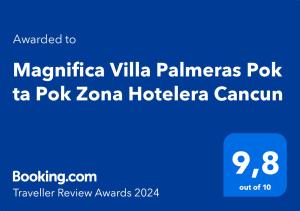 a screenshot of a cell phone with the text magnificeria villa palmas at Magnifica Villa Palmeras Pok ta Pok Zona Hotelera Cancun in Cancún