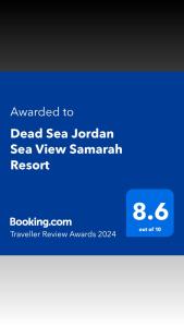 索瓦馬的住宿－Dead Sea Jordan Sea View Samarah Resort Traveler Award 2024 winner，死海约旦海景武士收据的屏蔽