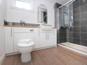 a bathroom with a toilet and a sink and a shower at 1 bed in Langbank 73845 in Langbank