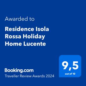 una captura de pantalla del inversor de ligure de la casa islaresia de referencia en Residence Isola Rossa Holiday Home Lucente, en Isola Rossa