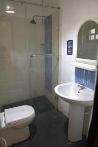 uma casa de banho com um WC, um lavatório e um chuveiro em Star Dambulla em Dambulla