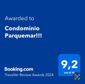 a blue text box with the words awarded to coronillinarmaarmaarmaarma at Condominio Parquemar!!! in El Tabo