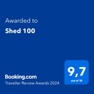 Certifikát, hodnocení, plakát nebo jiný dokument vystavený v ubytování Shed 100