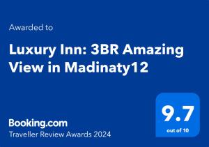 Certifikát, hodnocení, plakát nebo jiný dokument vystavený v ubytování Luxury Inn: 3BR Amazing View in Madinaty12