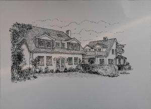 a drawing of a house with at Hotel Pension Friesenruh in Bensersiel