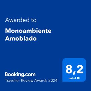 Certifikát, ocenenie alebo iný dokument vystavený v ubytovaní Monoambiente Amoblado