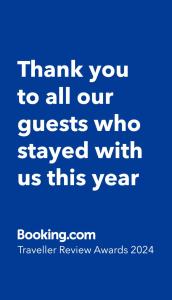 a blue background with the words thank you to all our guests who stayed with us at Vv Cosy Host 1 in Larisa