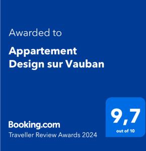 Certifikát, ocenenie alebo iný dokument vystavený v ubytovaní Appartement Design sur Vauban - Clim et Wifi