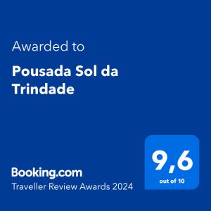 三一市的住宿－Pousada Sol da Trindade，手机的屏幕截图,文字被授予pussadasqlcli