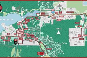 un mapa de la ciudad de Positano en Hansel and Gretel Cottage, en Big Bear City