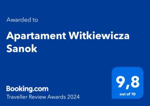 Certifikát, ocenenie alebo iný dokument vystavený v ubytovaní Apartament Witkiewicza Sanok