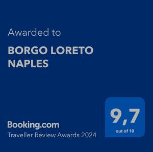 een blauw bord met de tekst gemaild naar Bacco Loretto servetten bij BORGO LORETO NAPLES in Napels