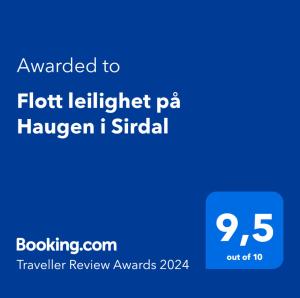 Flott leilighet på Haugen i Sirdal 면허증, 상장, 서명, 기타 문서