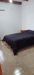 un letto con coperta blu sul pavimento di Cabaña en Cuadro Benegas a San Rafael