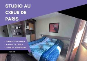 - un lit à baldaquin dans une chambre dans l'établissement Accès direct à Paris - Studio confort, à Pantin