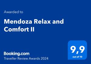 Majutusasutuses Mendoza Relax and Comfort II olev sertifikaat, autasu, silt või muu dokument