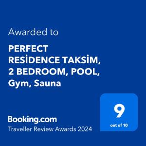 a screenshot of a cell phone with the text wanted to perfect resistance takingin at PERFECT RESİDENCE TAKSİM, 2 BEDROOM, POOL, Gym, Sauna in Istanbul