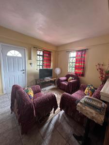 a living room with two couches and a tv at Homely environment ideal for a home away from home in Gros Islet