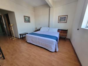 1 dormitorio con 1 cama grande y suelo de madera en HOTEL TRUEBA en Orizaba